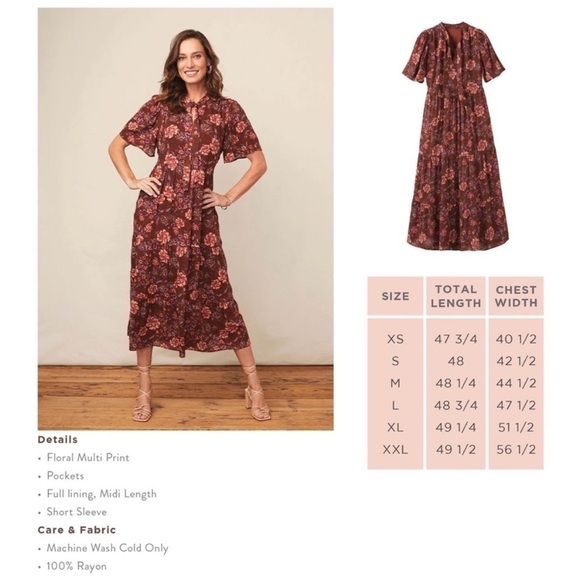 NWT Matilda Jane Good Hart GH Mariposa Floral Flowy Midi Dress- Size Large - Picture 5 of 16